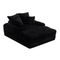 SCHLAFSOFA 137/175 cm in Schwarz – ausklappfrei mit Cordbezug und 4 Kissen - Schwarz, Textil (137/63/175cm) - BEAOK