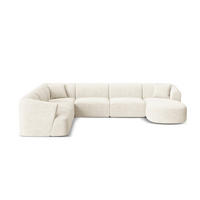 MODULARES-PANORAMASOFA links Campi aus Cord elfenbein 7 Sitzplätze - Ecru, Textil (255/70/330cm) - Cosmopolitan Design