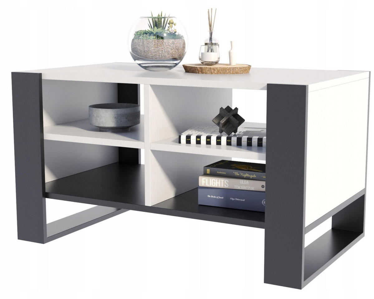 COUCHTISCH FIGA Weiß-Schwarz 100/53,6/50 cm - Multicolor, Holzwerkstoff (53.6/100/50cm) - Matkam Möbel
