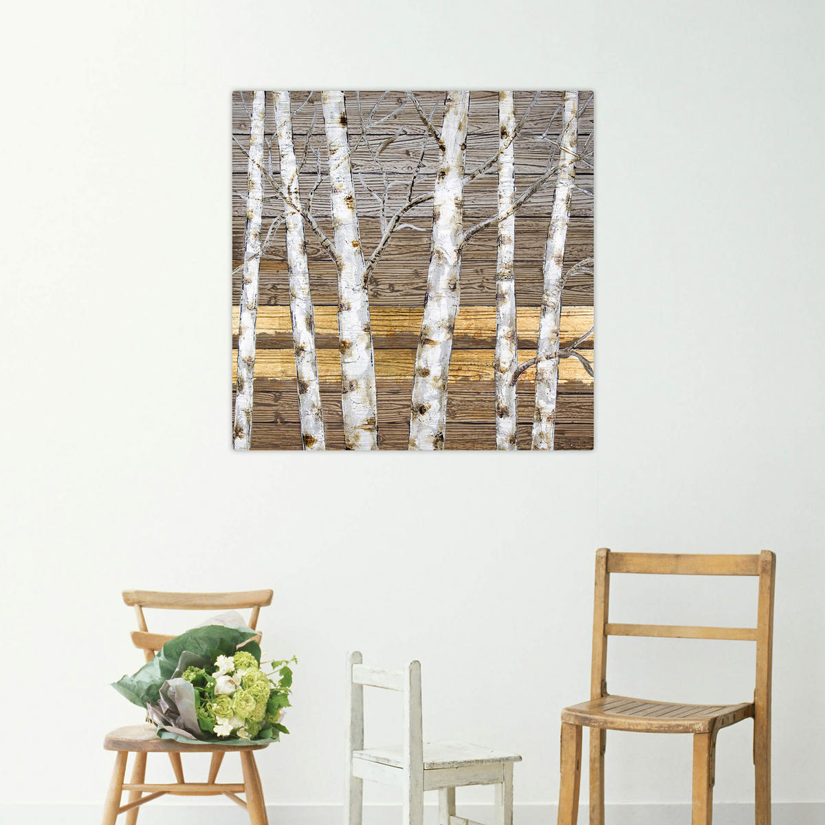 ACRYLBILD HANDGEMALT 80/80 cm - Beige/Goldfarben, Holz/Textil (80/80cm) - KUNSTLOFT