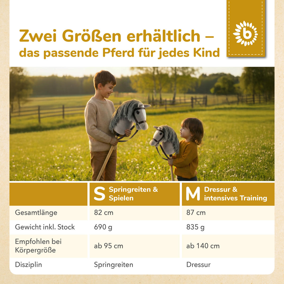 HOBBY-HORSE Steckenpferd Grau Größe M mi - Grau, Textil (35/79cm) - Bieco Spielwaren