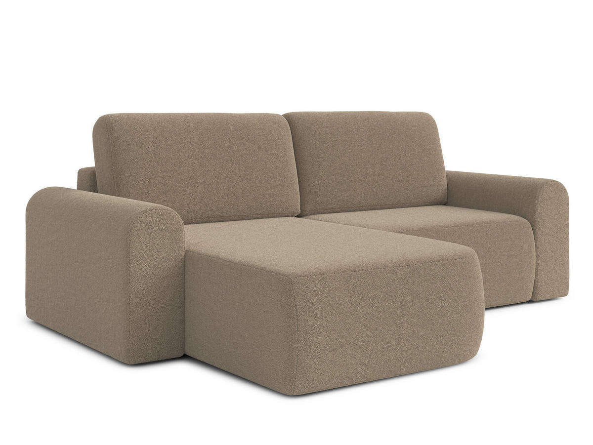 ECKSOFA L Form Otterton Braun 250/180/95 cm Links mit Schlaffunktion - Schwarz/Braun, Kunststoff/Textil (180/250cm) - AX Living