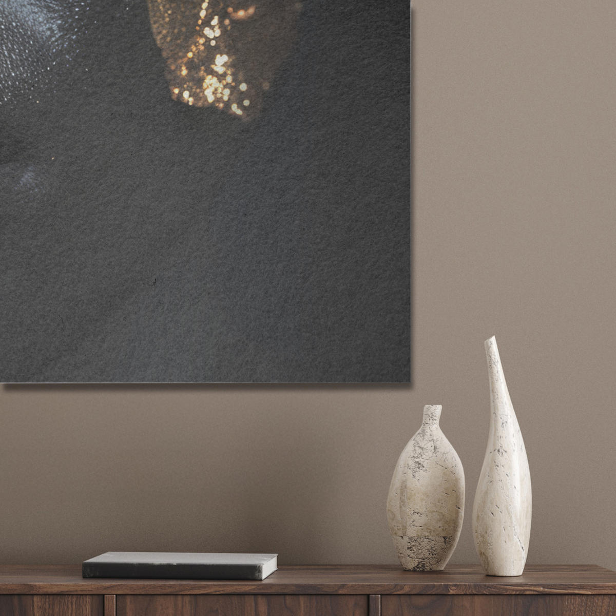AKUSTIKPANEEL Frau - Gold - Porträt - Schwarz-Weiß - Luxus 100x70 cm - Hellblau, Textil (100/0.9/70cm) - MuchoWow