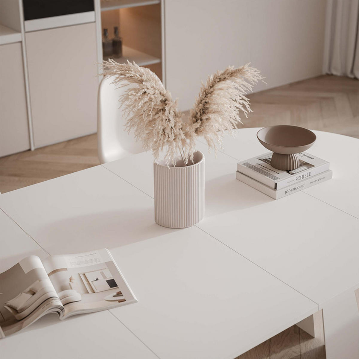 AUSZIEHTISCH FORTE 100/76 cm, Weiß - Weiß, Holzwerkstoff/Metall (100/100/76cm) - Idohome