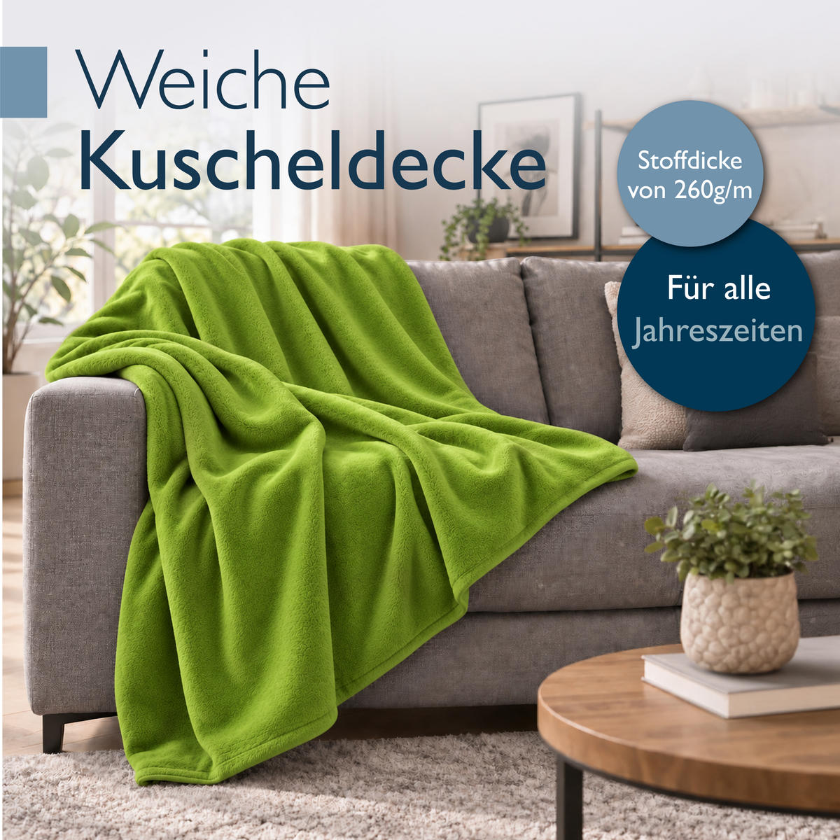 DECKE Aurelia 220/240 cm Grün - Grün, Textil (240/220cm) - Beautissu 