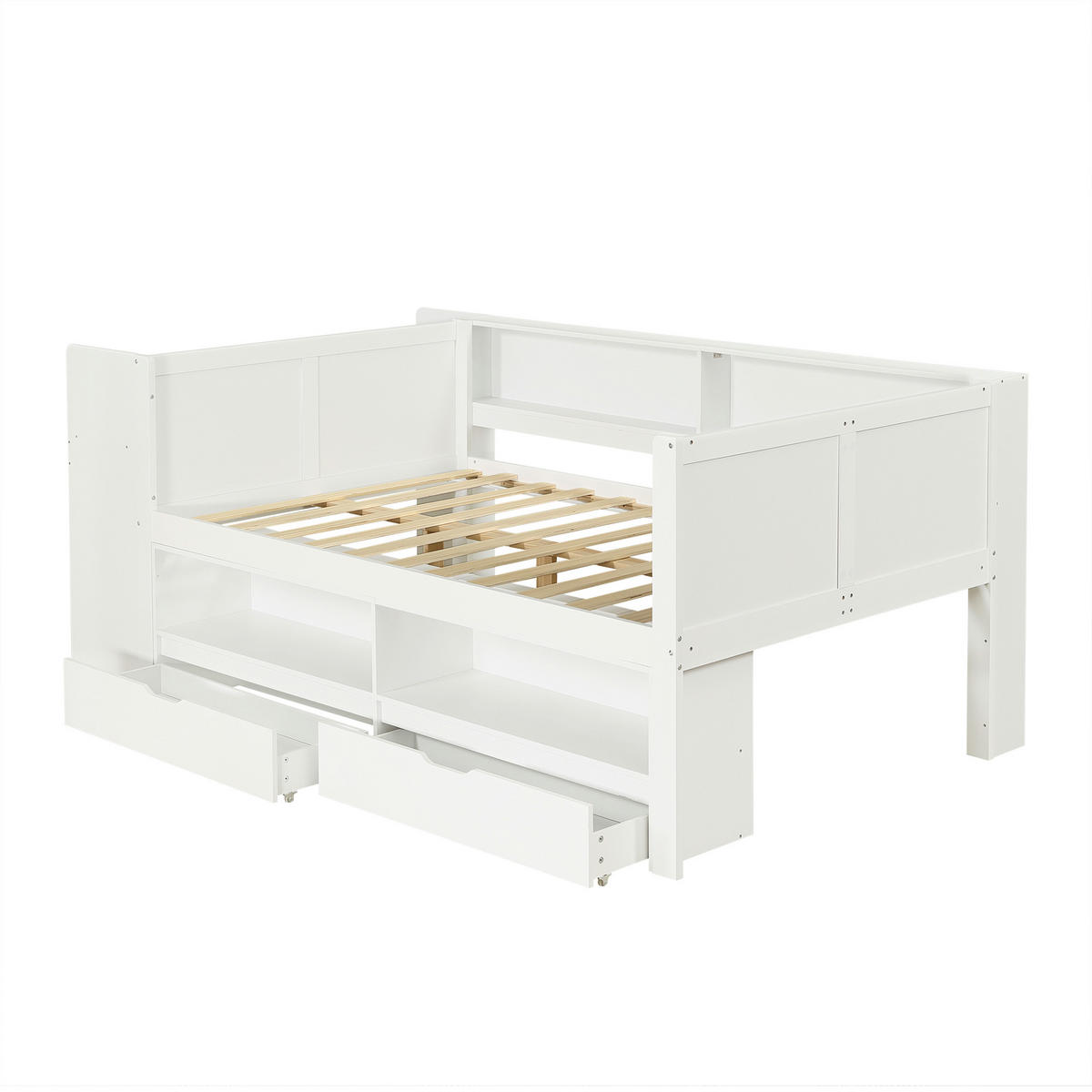 STAURAUMBETT 120/200 cm mit Schreibtisch, DE-41771, in Weiß - Weiß, Holz (120/200cm) - ComfortXL