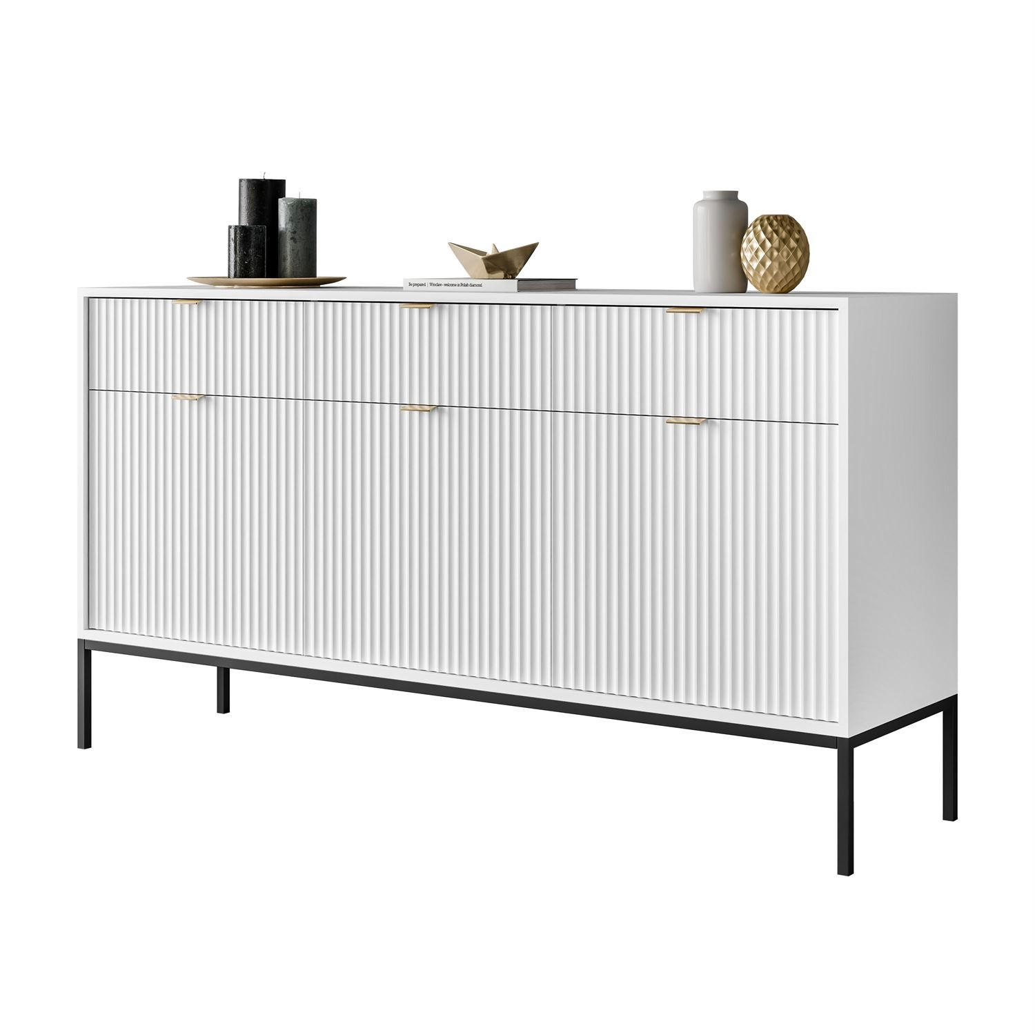 SIDEBOARD CORTADO KSZ154 MIT SCHUBLADEN 154 CM WEISS - Weiß, Holzwerkstoff (154/83/39cm) - Lookway