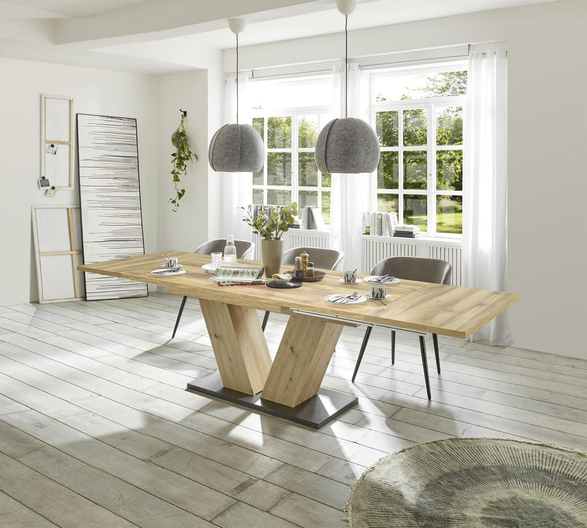 ESSTISCH ausziehbar Elena 160x90x76 Asteiche/Plankeneiche - Hellbraun, Holzwerkstoff (160/90/76cm) - 58aufmkessel