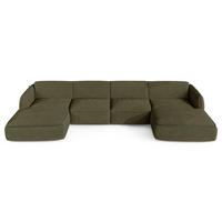 WOHNLANDSCHAFT Bouclé-Stoff Olivgrün 346cm - Olivgrün, Textil (346/76/166cm) - Sia Home