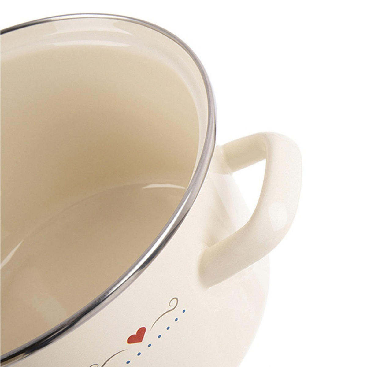 EMAILLIERTOPF Tonca mit Herzmotiv creme - Creme, Metall (16cm) - Orion 