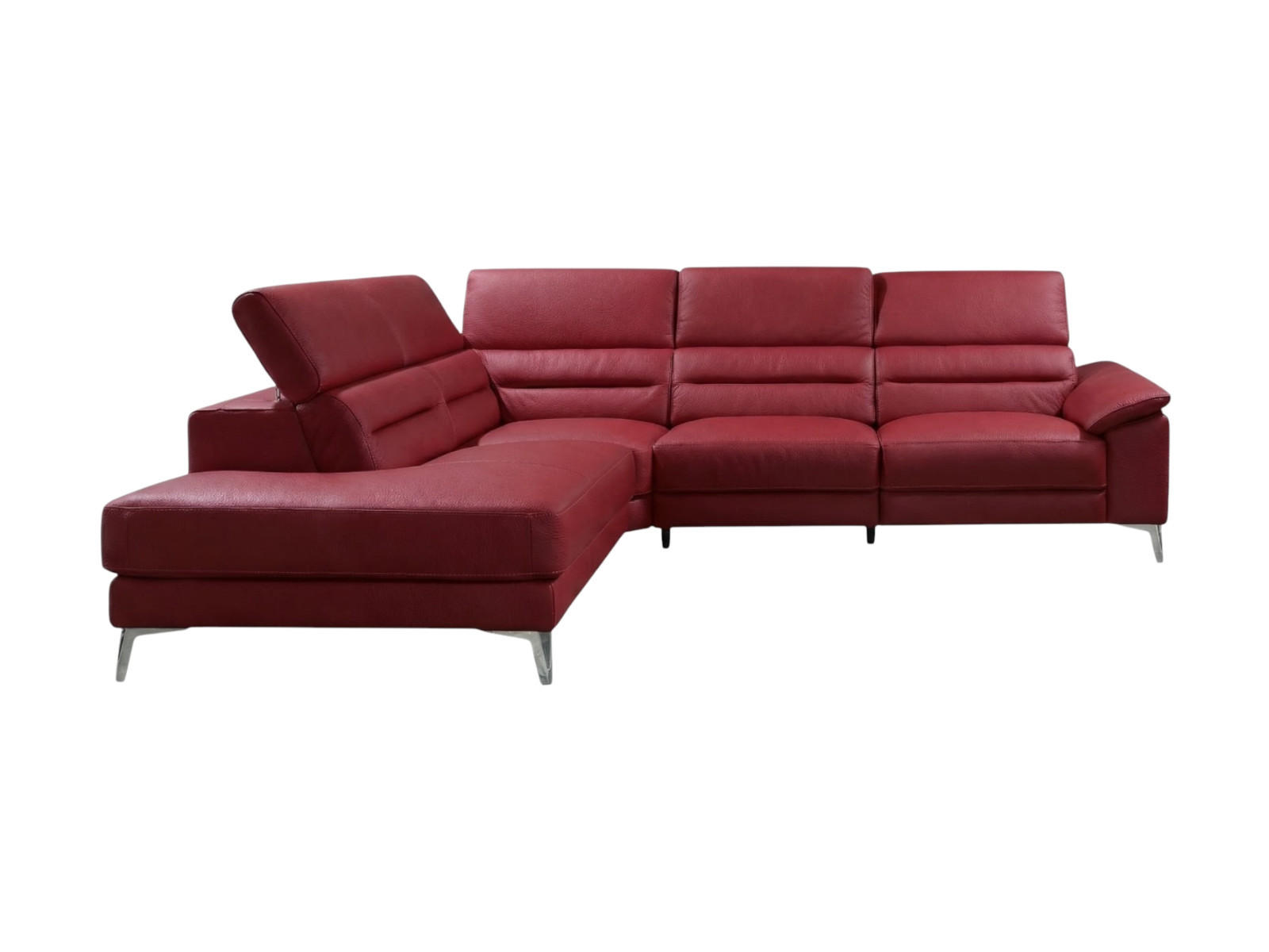 ECKSOFA Tucano Echtleder Rot - Rot, Leder/Metall (232/258cm)