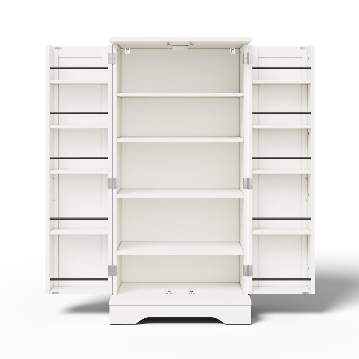 AUFBEWAHRUNGSSCHRANK 120x60x40cm Weiß mit LED Licht & Wellentüren - Weiß, Holzwerkstoff (40/120/60cm) - Modfu