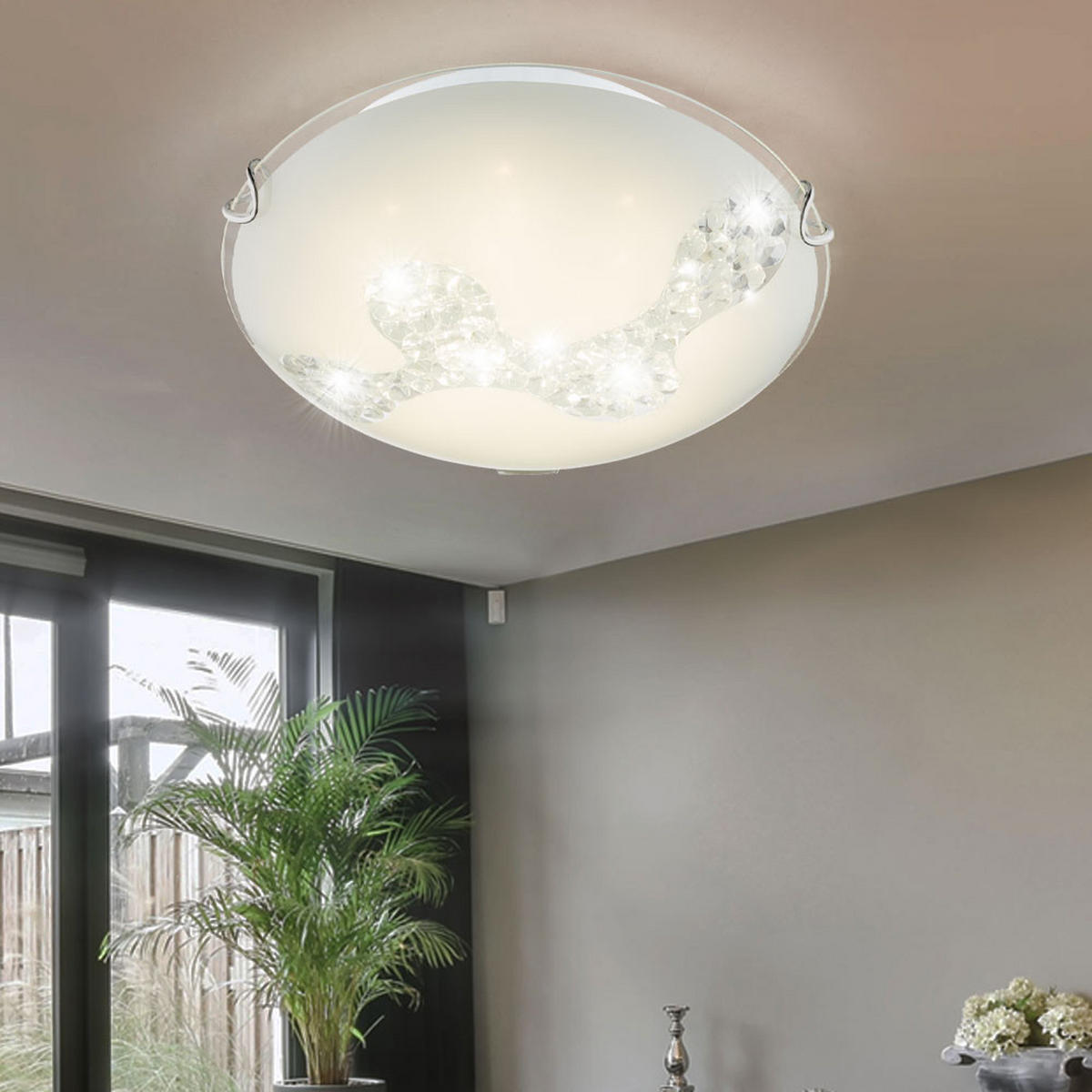 LED DECKENLEUCHTE DERK Weiß Glas satiniert - Weiß, Glas (25/25/9.5cm) - Globo Lighting