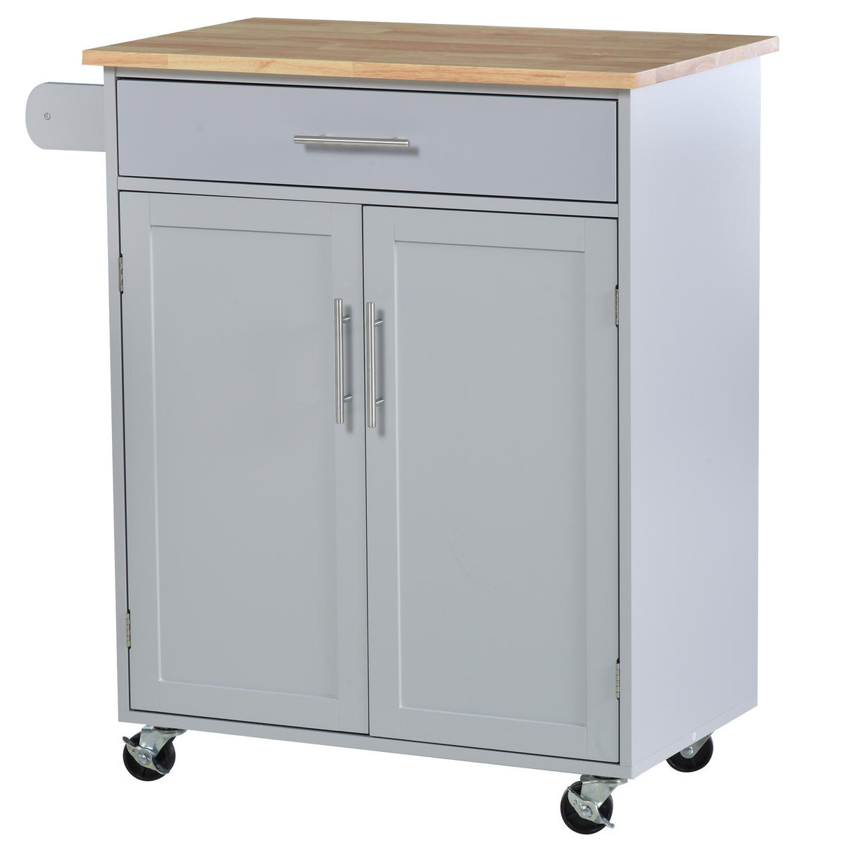 KÜCHENROLLWAGEN DE-11085 2 Türen & Schublade mit Handtuchhalter Grau - Grau, Holzwerkstoff (114.3/232.41/210.82cm) - ComfortXL
