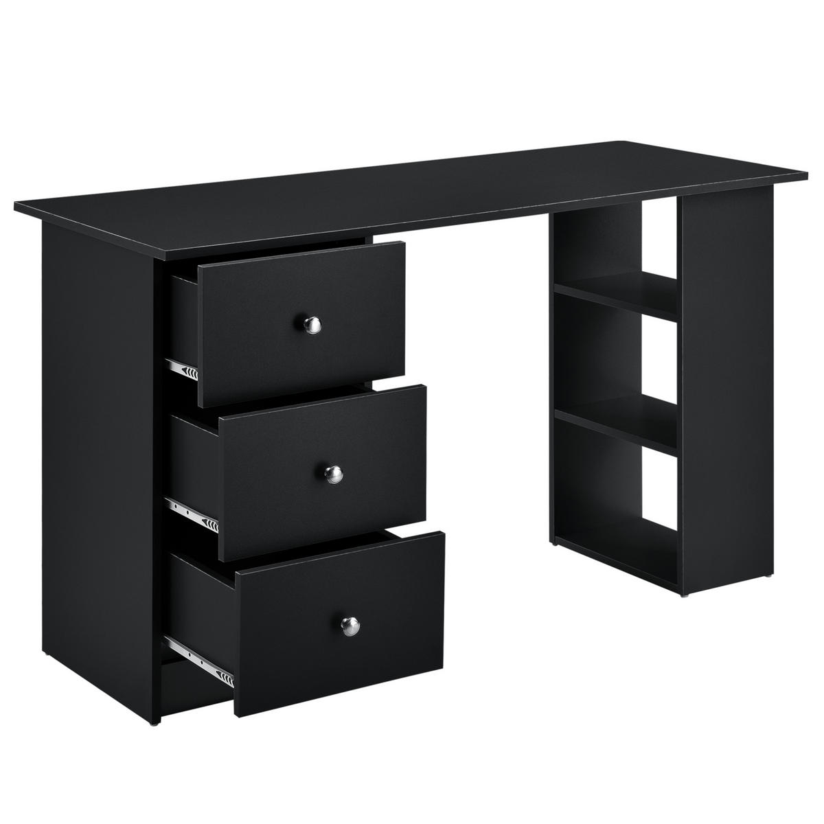 SCHREIBTISCH Lemberg - Schwarz, Holzwerkstoff (49/120/72cm) - [en.casa]