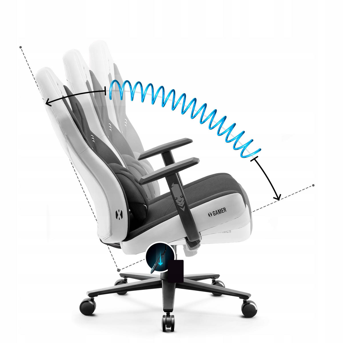 GAMINGSTUHL X-GAMER - Schwarz/Weiß, Metall (68/118/56cm) - Diablo Chairs