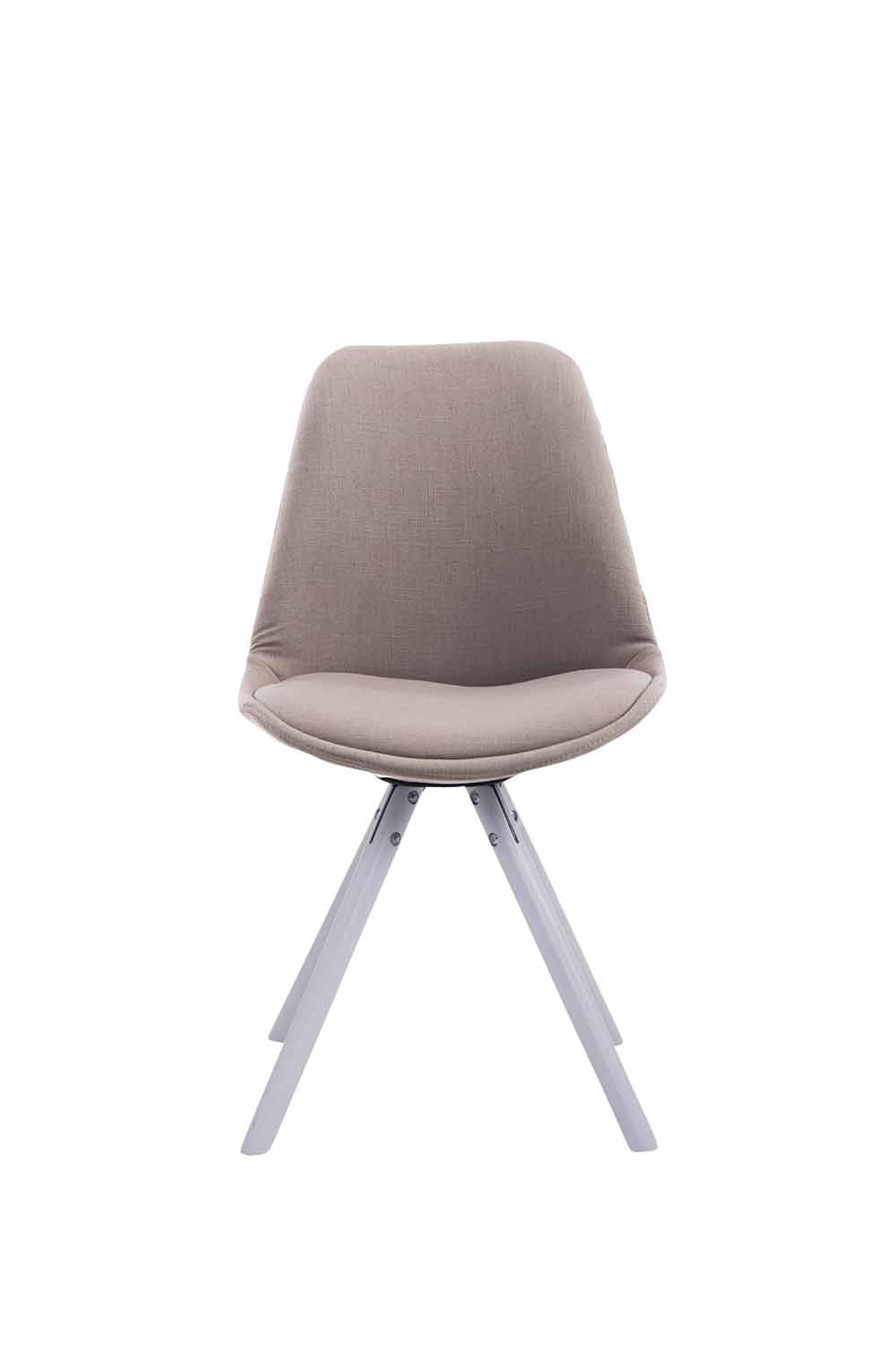 BESUCHERSTUHL Toulon Stoff, Gestell Buchenholz Weiß rund Taupe - Taupe/Weiß, Holz/Buchenholz (48/83/56cm) - TPFLiving