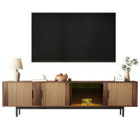 TV-STÄNDER 200/35/53 cm schwarz und Walnussbraun MDF mit intelligentem LED-Lichtstrip und Glastüren - Schwarz, Holzwerkstoff (200/53/35cm) - OKWISH