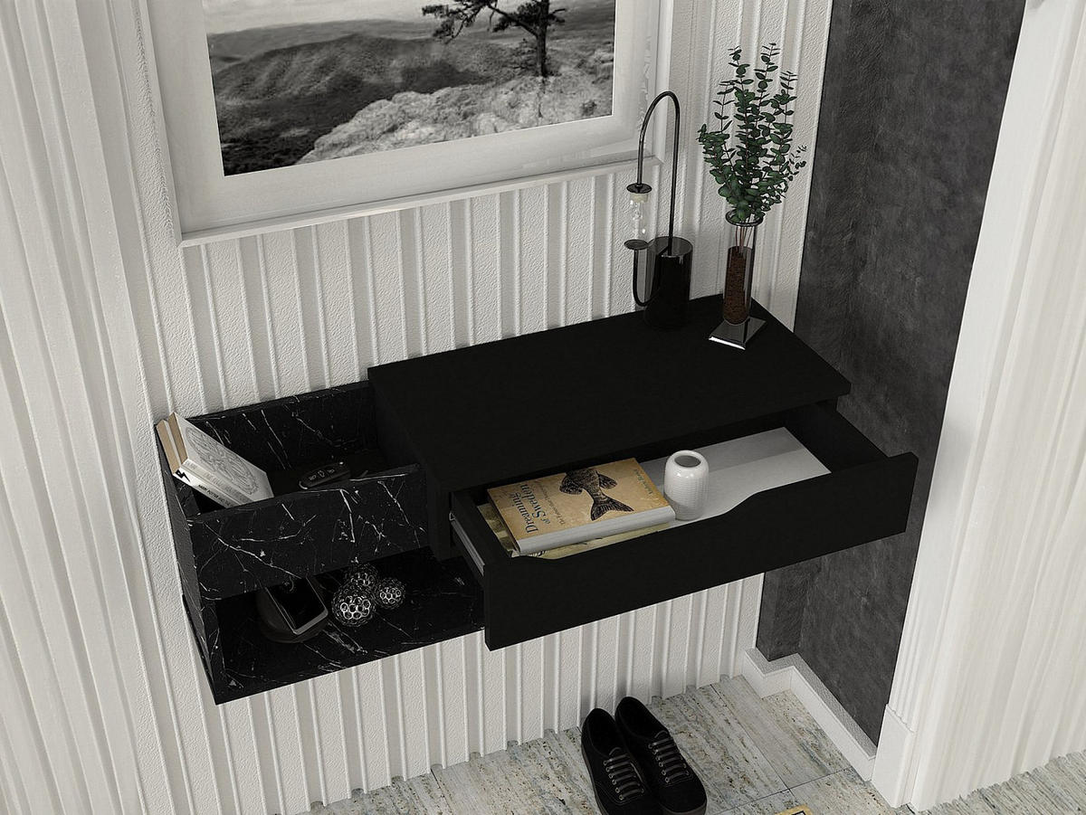 KONSOLENTISCH - 90 cm x 29.6 cm - holz - schwarz Dareka - Schwarz, Holz (29/90/33.2cm) - Vente-Unique