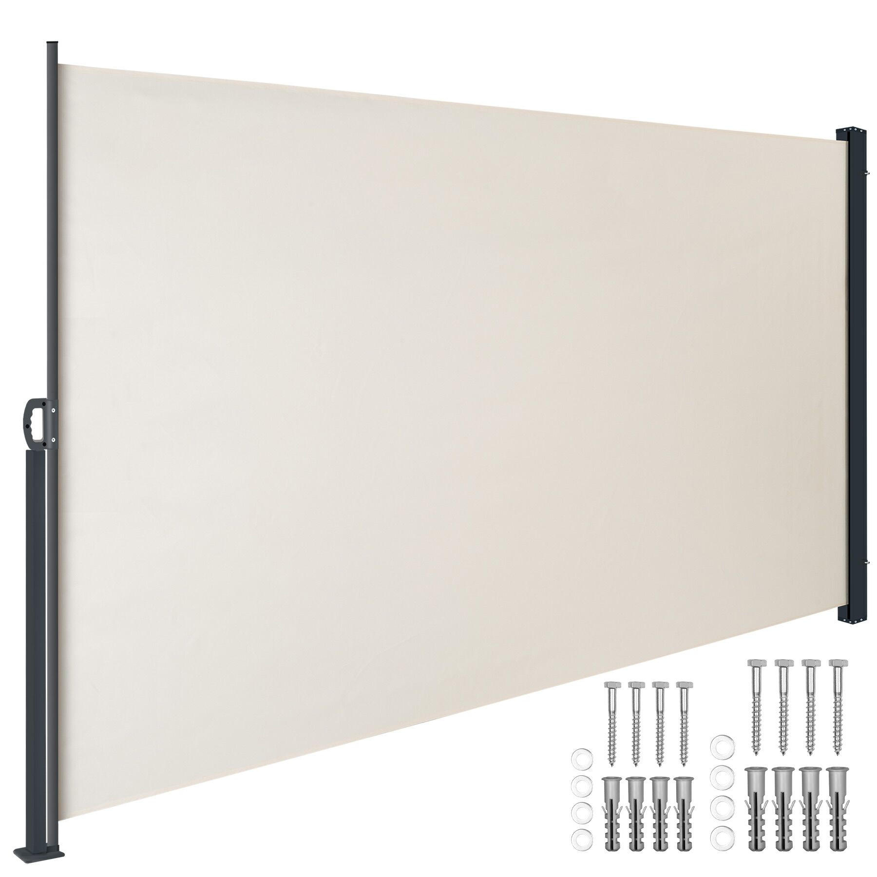 SEITENMARKISE , ausziehbar, mit Aufrollmechanismus, beige - Beige, Kunststoff (300/180/9cm) - tectake