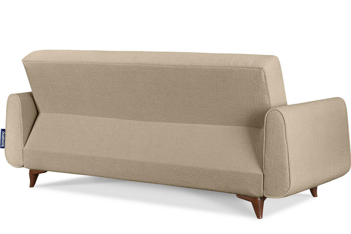 3-SITZER-SCHLAFSOFA GUSTAVO mit Armlehnen, hellbeige - Beige/Braun, Holz/Holzwerkstoff (230/98/98cm) - KONSIMO®