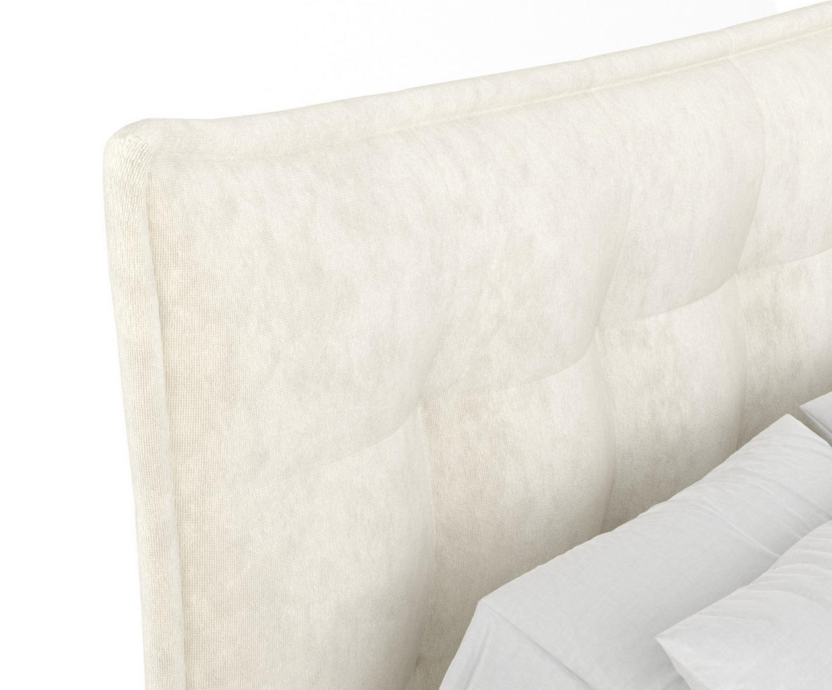 BOXSPRINGBETT Minori Creme 180/200 cm mit Latex-Topper - Silberfarben/Creme, Holz/Holzwerkstoff (180/200cm) - Maison de Reve