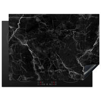 HERDABDECKPLATTE Marmor - Schwarz - Weiß - Textur - Marmoroptik 71x52 cm - Silberfarben, Kunststoff (71/0.2/52cm) - MuchoWow