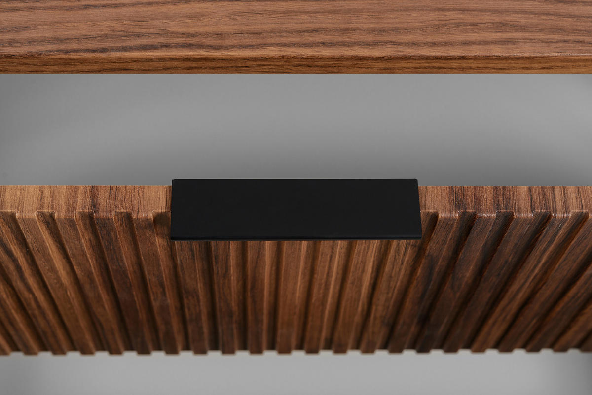 BADEZIMMERSCHRANK, Eiche-Nussbaum, Schwarze Griffe, 41,5 x 100 x 51,7 cm - Dunkelbraun/Schwarz, Holzwerkstoff/Kunststoff (100/51.7/41.5cm) - 3XE LIVING
