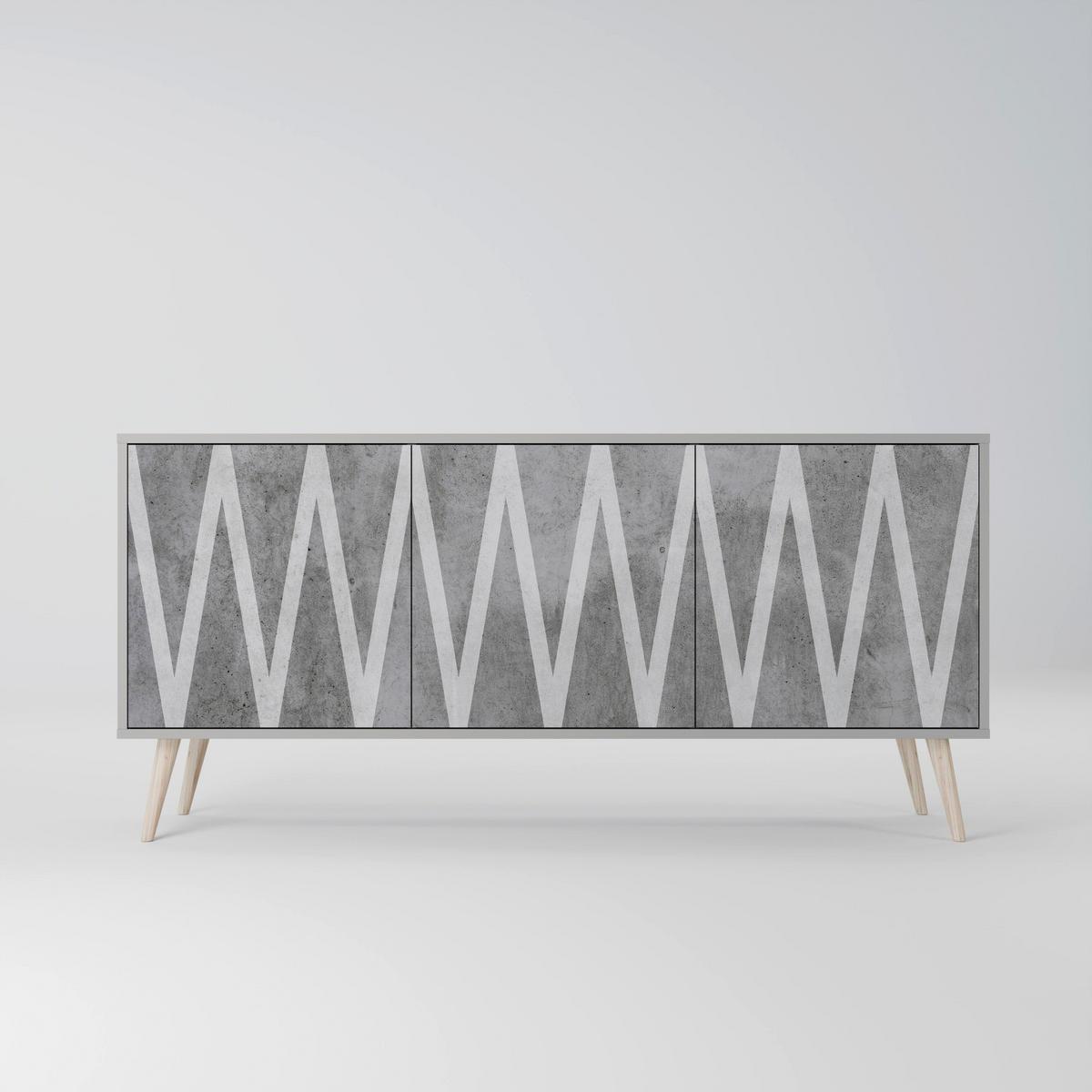 SIDEBOARD SOLID ZIG ZAG, Eicheneffekt, 164,5x42x77,5 cm, 3 Türen - Eichefarben/Buchefarben, Holzwerkstoff/Buchenholz (164.5/77.5/42cm) - SpaceRebels
