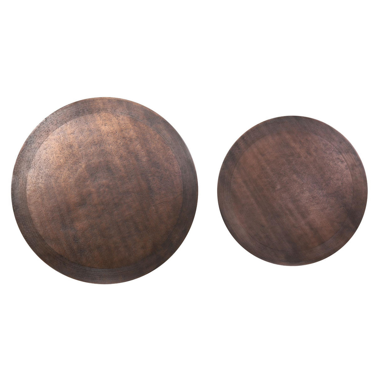 BEISTELLTISCH TALCA Ø50x52 cm, 2er Set, Kupfer-Schwarz - Bronzefarben, Metall (50/50/52cm) - Light & Living