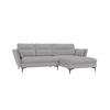 ECKSOFA Mira Hellgrau Samt-Stoff - Hellgrau/Schwarz, Textil/Metall (260/168cm) - S-Style Möbel