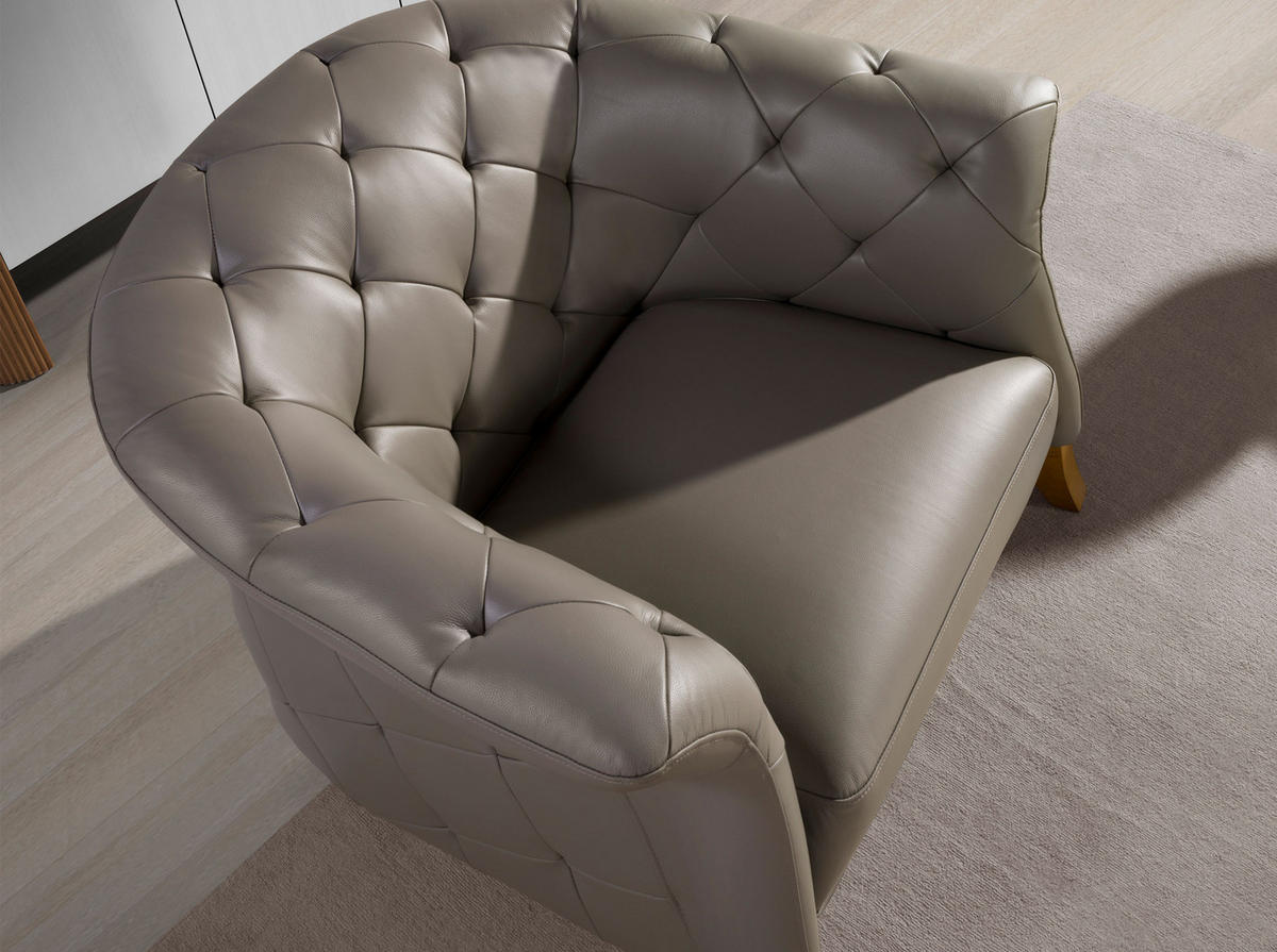 SESSEL Grau Honig 112/99/81 cm - Grau/Honig, Leder (112/81/99cm) - ANGEL CERDA