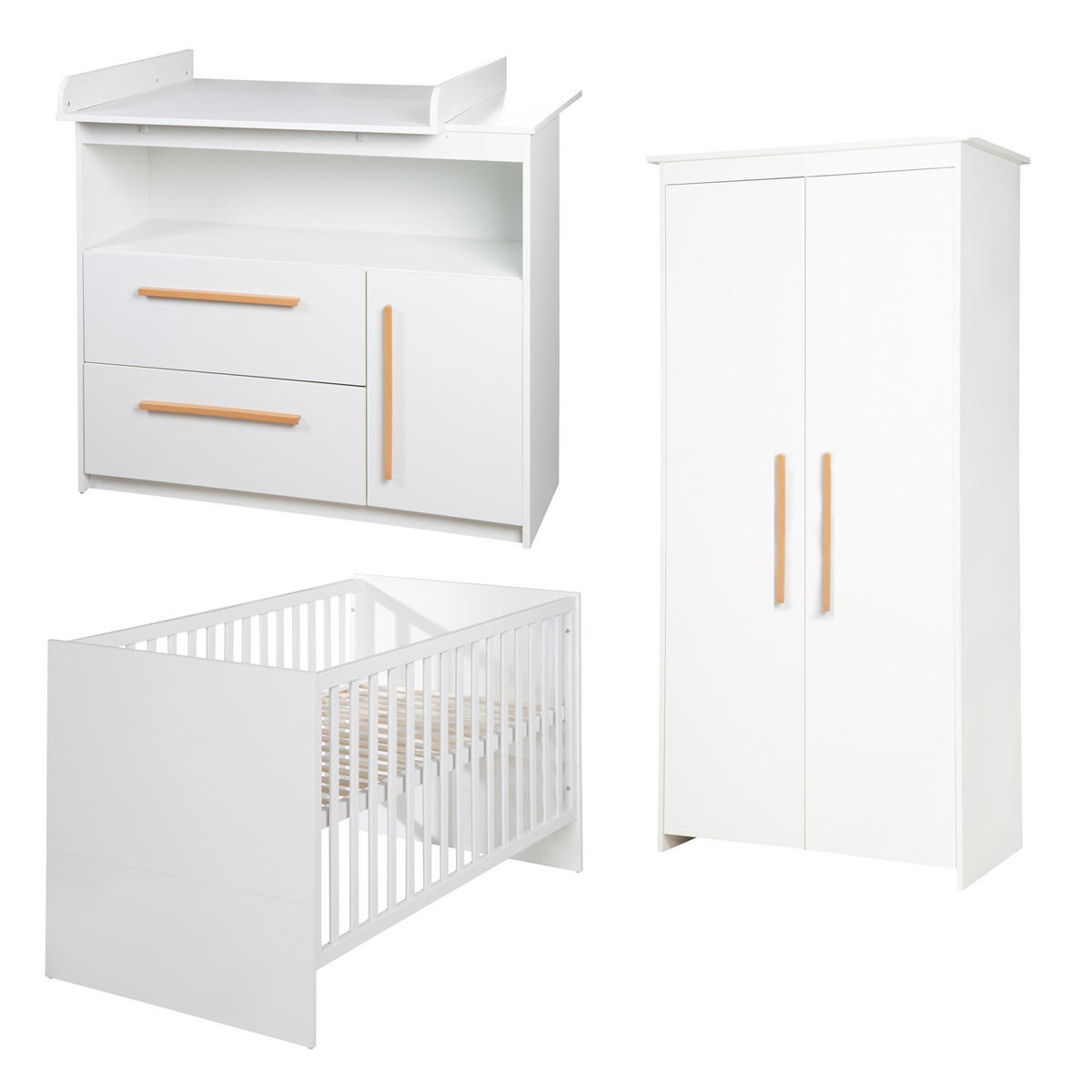 BABYZIMMER-SET Lilo 3-teilig - Weiß, Holzwerkstoff (117.5/190/144cm) - Roba