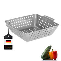 GRILLKORB, silber, Edelstahl - Edelstahlfarben, Metall (21.5/27/7cm) - bremermann