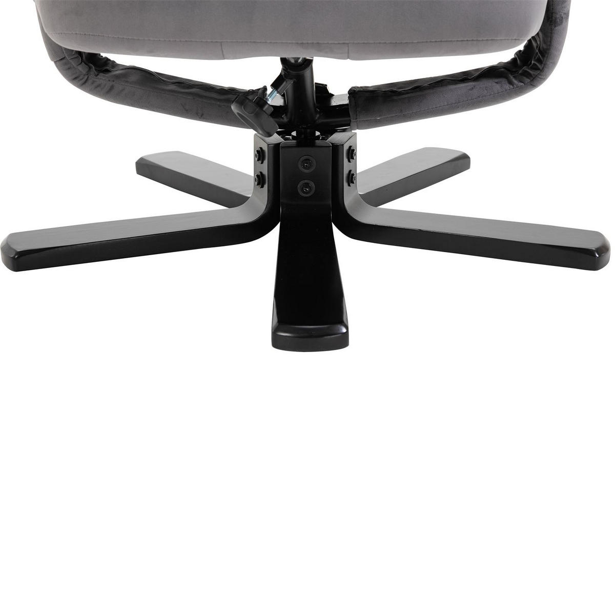 RELAXSESSEL SAMTSTOFF, SET MIT HOCKER CHARLES - Grau, Textil (76/87/61cm) - IDIMEX