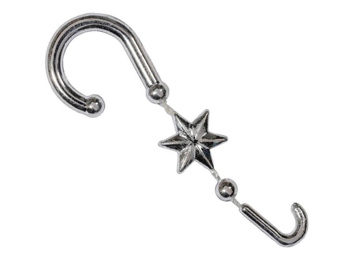 CHRISTBAUMKUGEL-HAKEN mit Stern, silber, 20 Stück, 5,5 cm - Silberfarben, Kunststoff (10/1/10cm) - LAALU