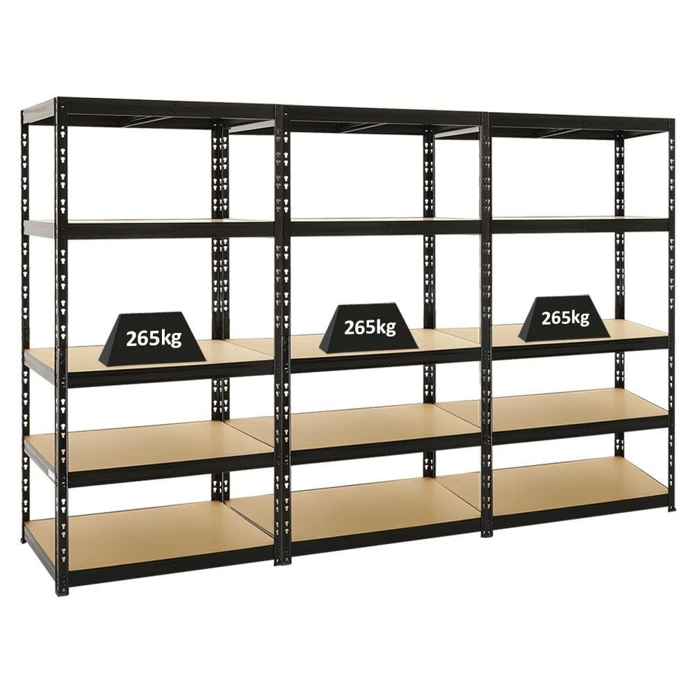 SCHWERLASTREGAL Tiger 3er-Set mit 3x 180x90x60 cm Fachlast 265 kg Schwarz - Schwarz, Metall (270/180/60cm) - PROREGAL