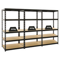 SCHWERLASTREGAL Tiger 3er-Set mit 3x 180x90x60 cm Fachlast 265 kg Schwarz - Schwarz, Metall (270/180/60cm) - PROREGAL