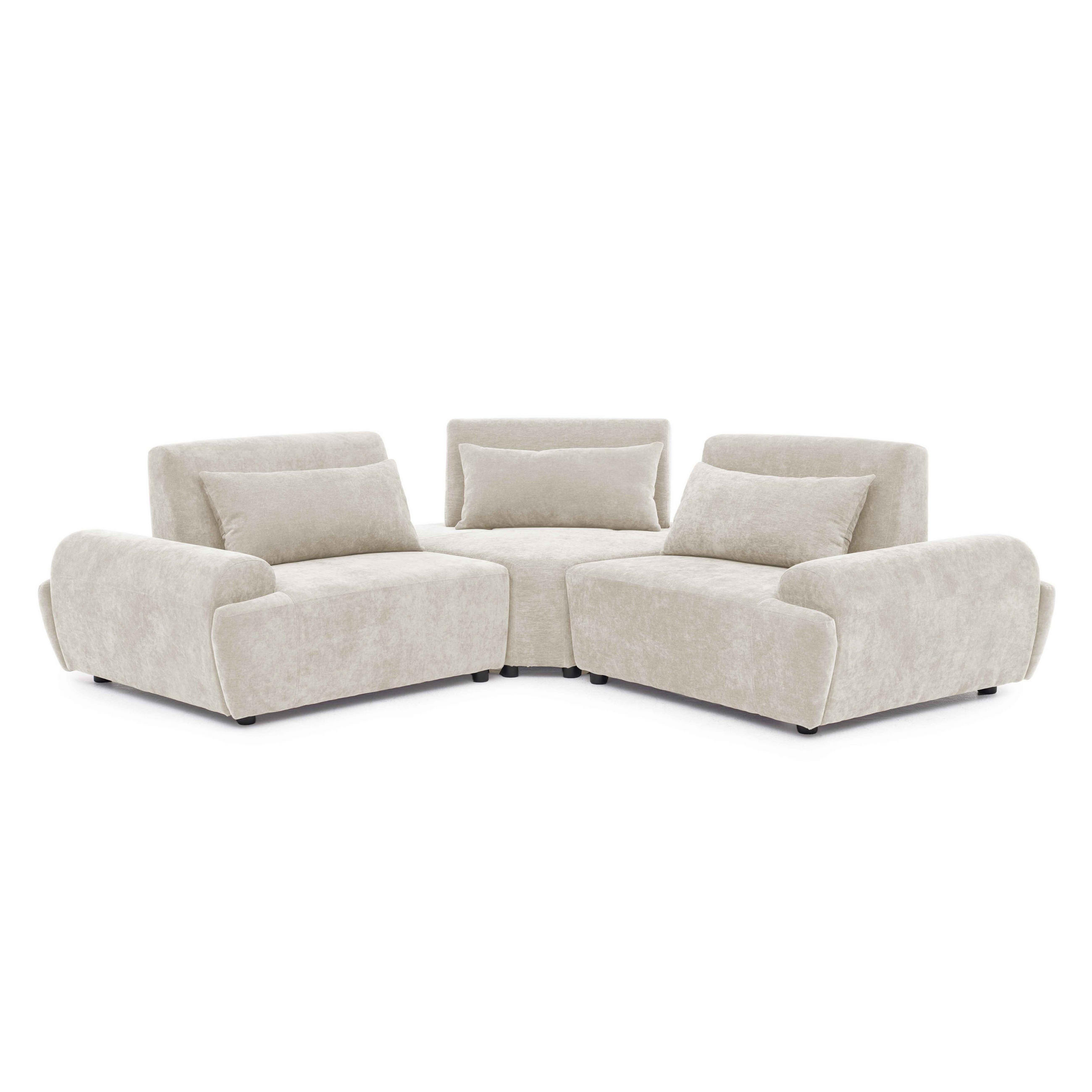 ECKSOFA 3-Sitzer, Ekru - Weiß, Textil (231/231cm) - Oviala