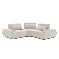 ECKSOFA 3-Sitzer, Ekru - Weiß, Textil (231/231cm) - Oviala