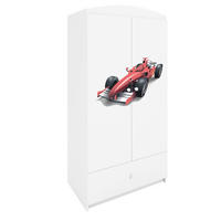 KINDERKLEIDERSCHRANK Rennwagen - Weiß, Holzwerkstoff (90/175/52cm) - RAUMHIRSCH FURNITURE