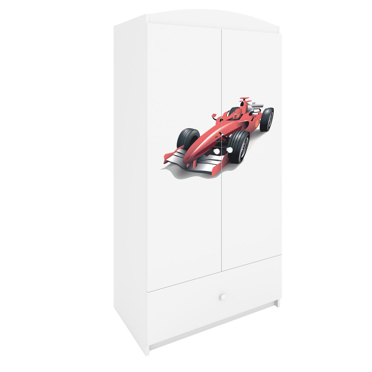 KINDERKLEIDERSCHRANK Rennwagen - Weiß, Holzwerkstoff (90/175/52cm) - RAUMHIRSCH FURNITURE