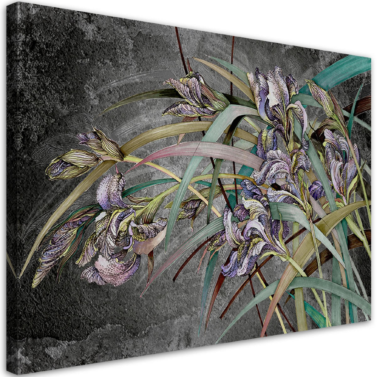 WANDBILD iris blumen im wind - Schwarz, Textil (60/40cm) - Feeby