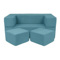 KINDERSOFA Cube AESTHETIC 96 cm Cord Türkis 4 Stk - Blau, Textil (50/40/96cm) - MeowBaby