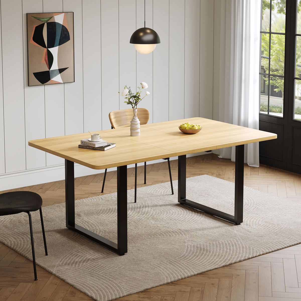 ESSTISCH aus MDF 140/180/220x80 cm Eichefarben ausziehbar für 6-10 Personen mit stabilen Metallbeinen - Eichefarben, Holzwerkstoff (220/90/75cm) - Modfu