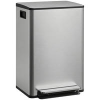 TRETEIMER Silber Soft-Close Pedal Edelstahl 50L - Silberfarben, Metall (41.7/62/36.6cm) - PANGIVO