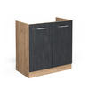 SPÜLENUNTERSCHRANK R-Line Schwarz Beton 80 cm ohne AP - Honigeiche/Eiche Wotan, Holzwerkstoff (80/81.6/46cm) - Vicco