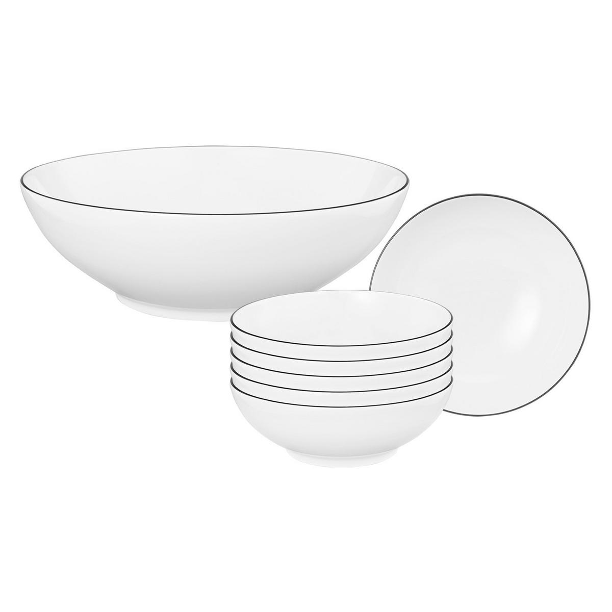SCHÜSSEL SET Lido Black Line weiß 7er Set - Weiß, Keramik (1/1/1cm) - Seltmann Weiden