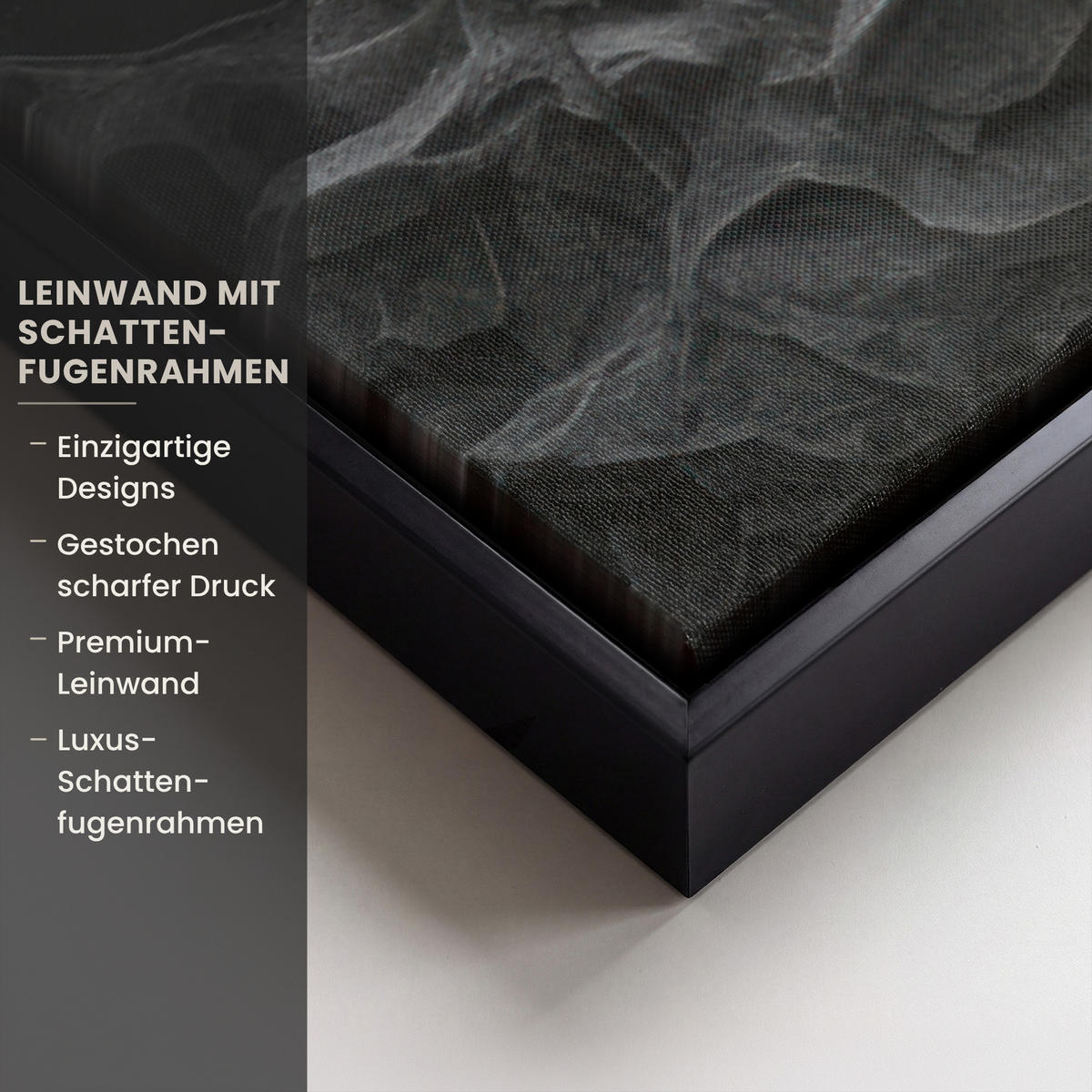 LEINWAND Bilder mit Rahmen - Blätter - Gold - Baum - Fels - 90x60 - Schwarz, Textil (90/60cm) - MuchoWow