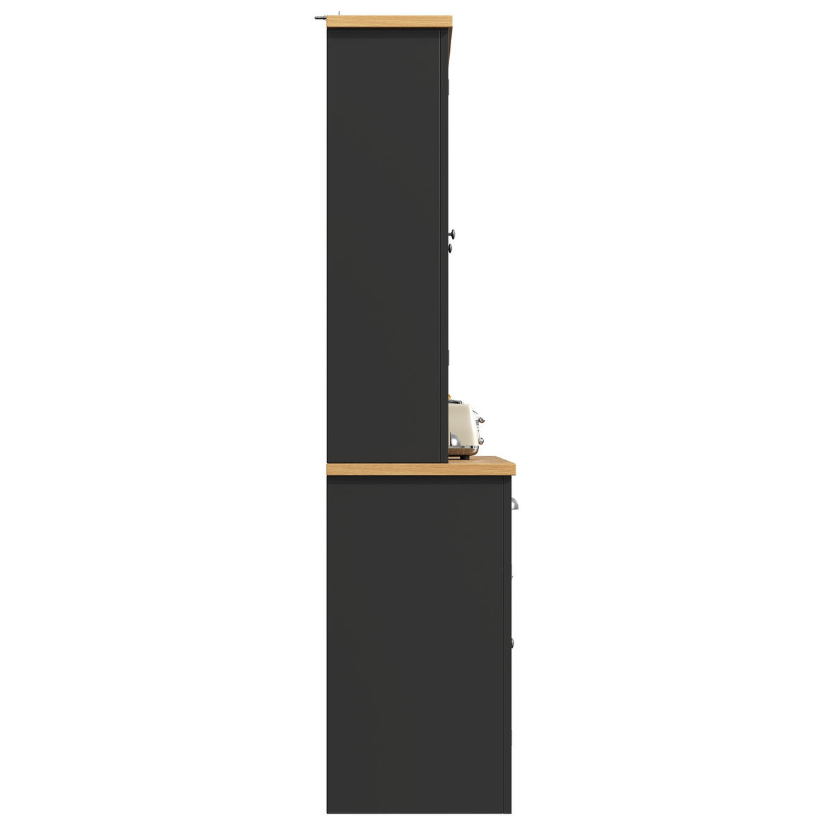BUFFET DE-38463 120/40/185 cm mit Glastür, Soft-Close und Weinregal Schwarz - Schwarz, Holzwerkstoff (120/182/40cm) - ComfortXL